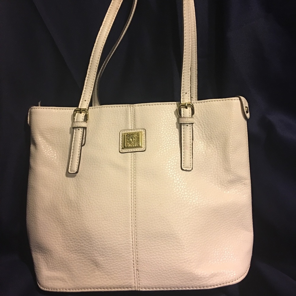 Anne Klein white leather handbag